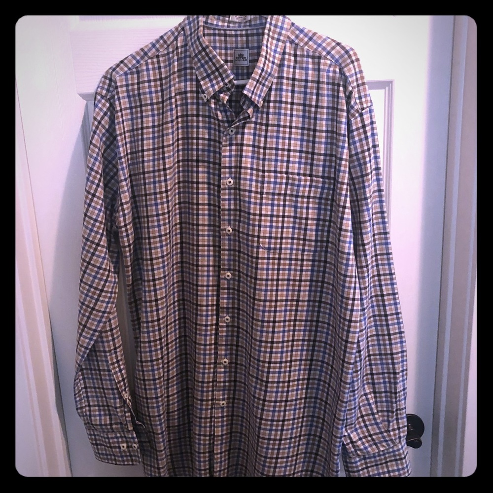 XL Tall Peter Millar Brown Blue Plaid Button Down